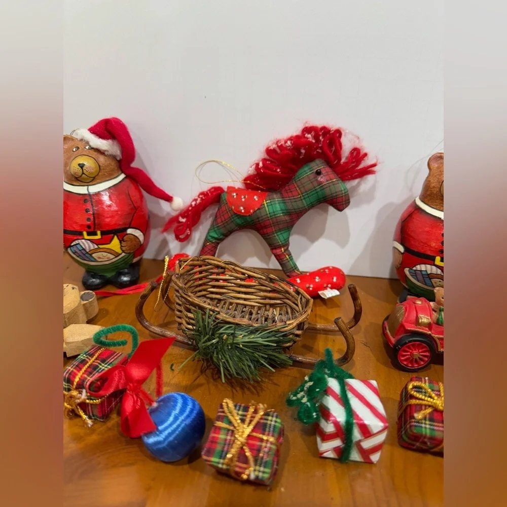 Vintage 80s bear Christmas ornaments lot